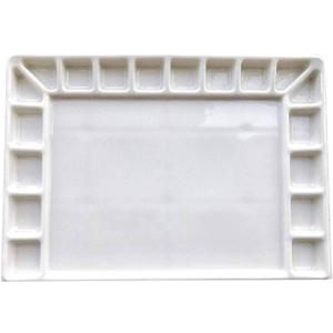 Ceramic Palette 18 Well Watercolor Porcelain for Coloring Watercolors, Oil Paintings, Acrylics, Gouaches, Both Fine Artists, Crafters Paint Tray (White)