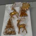 upbema Gold Christmas Reindeer Figurines 4 PCS Resin Tree Decor Indoor Xmas Collectible Deer Decorations Cute Holiday Ornament with 2pcs Tealights for Table Home