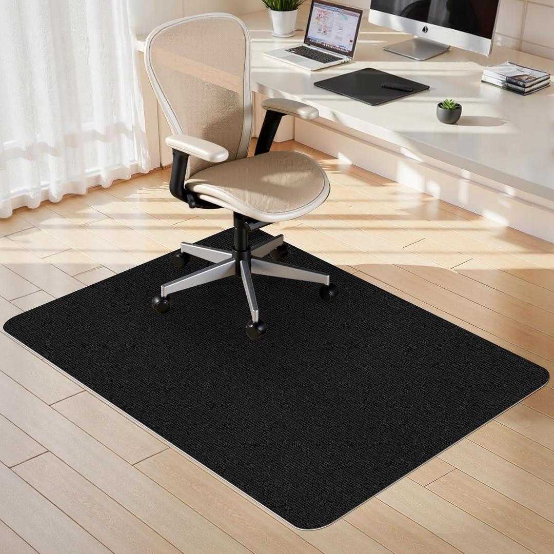 Sycoodeal Office Chair Mat for Hardwood Floor,Slip Resistant Floor Mat for Office,Heavy Duty Floor Protector Computer Gaming Chair for Rolling Chairs,Black(36"x48")