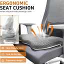 Gooo&Ma Air Fiber Seat Cushion for Office Chair, Breathable U-Shape Tailbone Relief Cushion for Desk Chair, Washable Ergonomic Chair Pad for Driving & Gaming, Cooling Mesh Back Support(Grey), 13.8*17.7