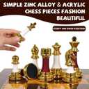 15-Inch Large Chess Set for Adults and Kids – Weighted Zinc Alloy & Acrylic Chess Pieces with Wooden Chess Board, Premium Classic Board Game for Home, Office, Family Game Night & Gifts