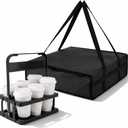 Bodaon Insulated Pizza Bags for Delivery & Plastic Portable Drink Carrier, 20" x 20" x 6" Thermal Food Carrier for Hot and Cold Food, Large Warming Bag for Catering and Delivery, 1-Pack