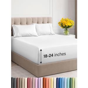 Extra Deep Pocket Queen Sheets - 4 Piece Breathable & Cooling Bed Sheets - Hotel Luxury Bed Sheet Set - Soft, Wrinkle Free & Comfy - Easily Fits Extra Deep Mattresses - Deep Pocket White Sheets Set (01 - White)
