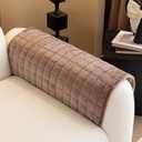 Velvet Couch Cover, Plush Sectional Sofa Cover Washable, Anti Slip Sofa Slipcover for Armrest & Backrest, Furniture Protector Covers for Pets & Kids(1PC, Black, 27.6"27.6", Single Seater) (Dark Brown)