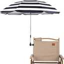 Chair Umbrella with Clamp,46 inches UPF 50+ Clip on Parasol for Patio,Beach Chairs,Strollers,Wheelchairs,Golf Carts (Stripe)