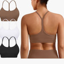 Padded Y-Back Sports Bra for Women - Racerback Low Impact Spaghetti Strap for Yoga Workout Top. Medium