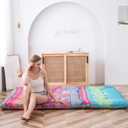 MAXYOYO Bohemian Retro Mattress Boho Floral Japanese Futon Mattress Tatami Floor Mat Foldable Portable Camping, Sleeping Pad, Lounger Couch Bed Full Size