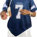 Soccer Cup 2026 Soccer Shirt for Women Jersey Shirts Oversized Number 7 Graphic Shirt (Blue, S)