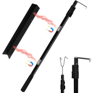 6.9 Ft Magnetically Mounted Truck Cargo Grabber Reach Tool, Lastest Telescoping Truck Bed Retriever Tool Magnetic, Multi-Use Pickup Truck Bed Accessories Truck Bed Reach Pole(2 Hooks 1 Mounted Plate)