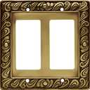 Double Decorator Wall Plate - 2-Gang - ETL Certified - Decorative Double Light Switch Cover - Rocker Plate - 64038 - Tumbled Antique Brass Finish - 1 Pack