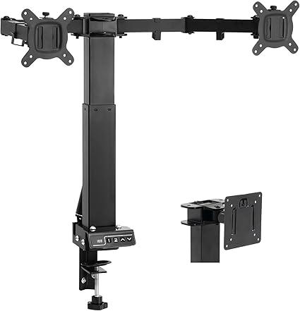 TOPSKY Adjustable Electric Monitor Desk Mount Fits Up to Dual 32 Inches 19.8lbs or Single 49 Inches 33lbs Computer Screens, Adjustable Swivel, Tilt, Rotate, VESA 75x75mm or 100x100mm MMT00.01 (Black)