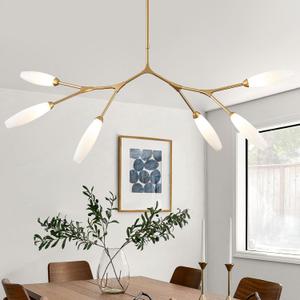 Modern 6-Light Chandelier Elegance Sputnik Chandeliers for Dining Room L50 Large Glass Chandelier Adjustable Branch Pendant Light Fixture for Living Room Kitchen Bedroom