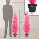 Artificial Cedar Tree 2Pack 4ft Outdoor Artificial Topiary Cedar Plants Fake Tree UV Rated Potted Plants for Porch Decor Faux Pine Tree for Perfect Housewarming GiftPink