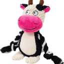 Plush Dog Chew Toys,Squeaky Dog Toys for Aggressive Chewers, Stuffed Animals Dog Toys for Small Medium Large Dogs to Keep Them Busy Puppy Teething Toys（Cow）