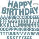 TaoBary 78 Pcs Make Your Own Banner Kits Large Size 6 Inch DIY Glitter Letter Pack Reuse Letters Banner Kit with White Ribbon for Birthday Wedding Shower Party Favor Wall Decor (Glitter Blue)