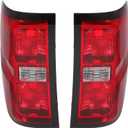 HECASA Tail Lights Assembly Compatible with 2014-2018 Chevy Chevrolet Silverado 1500/2500/3500 HD GMC Sierra 3500 HD Dually Model Replace for GM2800261 Brake Lamps Red Lens & Chrome Housing Pair (Driver & Passenger Side)