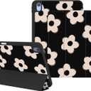 Case for iPad Air 11 Inch M4/M3/M2(2026/2025/2024), iPad Air 5th/4th Generation(2022/2020) 10.9 Inch, Protective Case with Pencil Holder, Trifold Stand Cute Cover for Girls, Flower Black