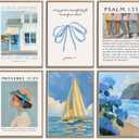 BOKPEN Blue Coastal Christian Canvas Wall Art Bible Verses Poster Prints Wall Decor Pictures Preppy Religion Aesthetics Paintings Artwork for Living Room Bedroom Apartment Dorm Decor 12x16in Unframed