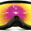 GloFX Ski Goggles - Cyberpunk Reflective Glasses, Full-Face Design, Comfort Foam Padding, Adjustable Strap, UV Protection (Black Frame - Rainbow Mirror Diffraction)
