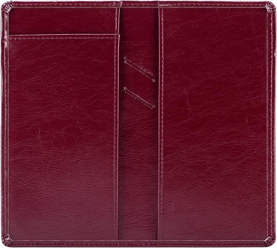 Aurya Leather Checkbook Covers for Personal Checkbook, Checkbook Holder with Free Vinyl Divider, Checkbook Cover for Duplicate Checks for Men and Women (Wine Red)