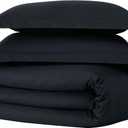 Brooklyn Loom Classic Cotton Duvet Sets Black Cotton 2-Piece Twin XL Duvet Set, Solid Color Themed, for Men and Women, OEKO-TEX Certified Confidence