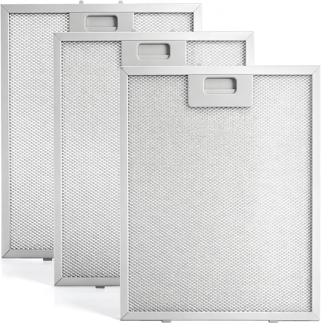 3PCS 12.6"x10.2" (320x260x9mm) Universal Range Hood Filter 5-Layer Grease Filter Aluminum Mesh