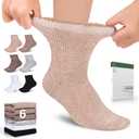Bulinlulu Womens Diabetic Socks  6 Pairs Non-Binding Neuropathy Socks for Women 6-9 9-11 (Medium, Black/White/Grey/Khaki/Brown/Coffee)