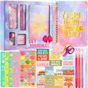 Cocostar DIY Journal Kit for Girls - Journal for Girls Ages 8-12, Stationary Set, Arts and Crafts Kit, Teen Tween Girl Gifts Trendy Stuff - Gifts for 6 7 8 9 10 11 12 13 Year Old Girls