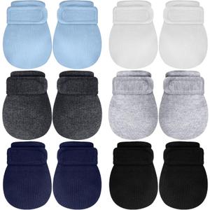 Newcotte Adjustable Baby Mittens No Scratch Newborn Cotton Breathable Gloves Warm Baby Mitts for Boys (Multiple Color)