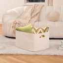 OIAHOMY 75L Large Blanket Basket, Woven Cotton Rope Baskets for Organizing, 22x17x12, Blanket Basket living Room, Bedroom, Nursery, Dog Toy Storage Bins, White