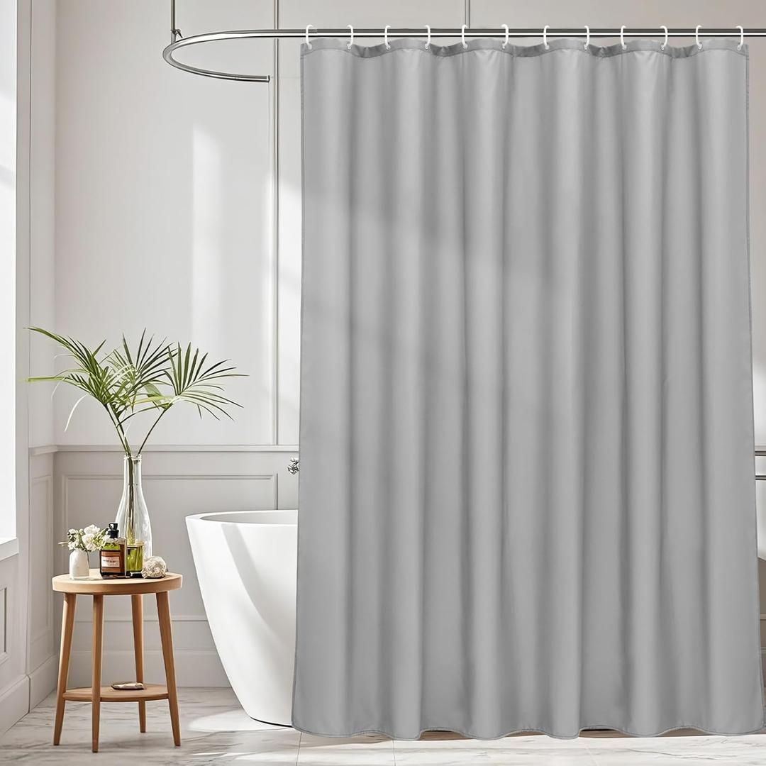 AooHome Shower Curtain Liner, Fabric Bathroom Curtain with Hooks for Hotel, Water Repellent, Light Grey, 72 Width x 75 Height Inch