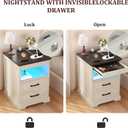 Yusong Farmhouse Night Stand with Gun Drawer & Invisible Lock, 25" Tall LED Bedside Table with Charging Station, End Table with Open Shelf for Bedroom Room (White-Black), 
Product Dimensions	18.1"D x 18.1"W x 25"H