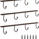 Mugs Hooks 3 Pcs Mug Holder Under Cabinet Coffee Hooks for Mugs Iron Hanging Mug Rack Under Shelf Kitchen Dining Bar Organizer Rack - Bronze (15.7In)