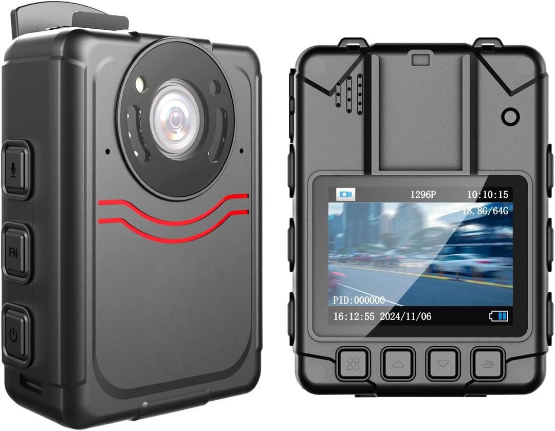 1296P HD Police Body Camera,64G Memory,Night Vision,14Hours Recording,2-Inch Display,Body Cameras with Audio and Video Recording,Law Enforcement Recorder,Security Guards,Personal Use
