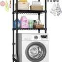 Ulif U8 Mini Laundry Room Storage Organizer, Over the Washer and Dryer Storage Shelves for Laundry Organization, 29.5”W x 17.3”D x 76.2”H, Suit Washing Machine Width within 27.1”, Hold 304 lb, Black