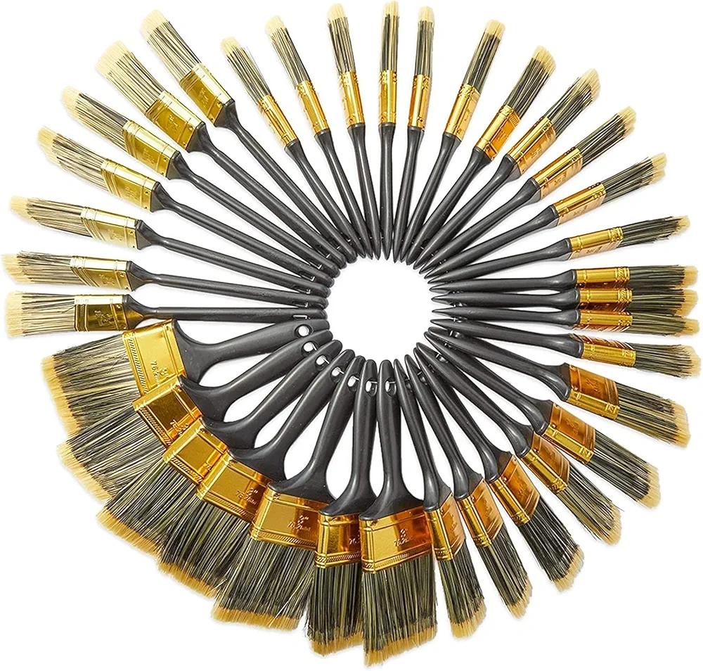 Chip Paint Brushes Set for Home Improvement, 5 Sizes (Gold, 35 Pack)