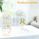 Wedding Table Numbers 1-10 with Holders, 5 x 7 Inch Transparent Acrylic Reception Table Signs Golden Letters, Number Cards for Party, Restaurant