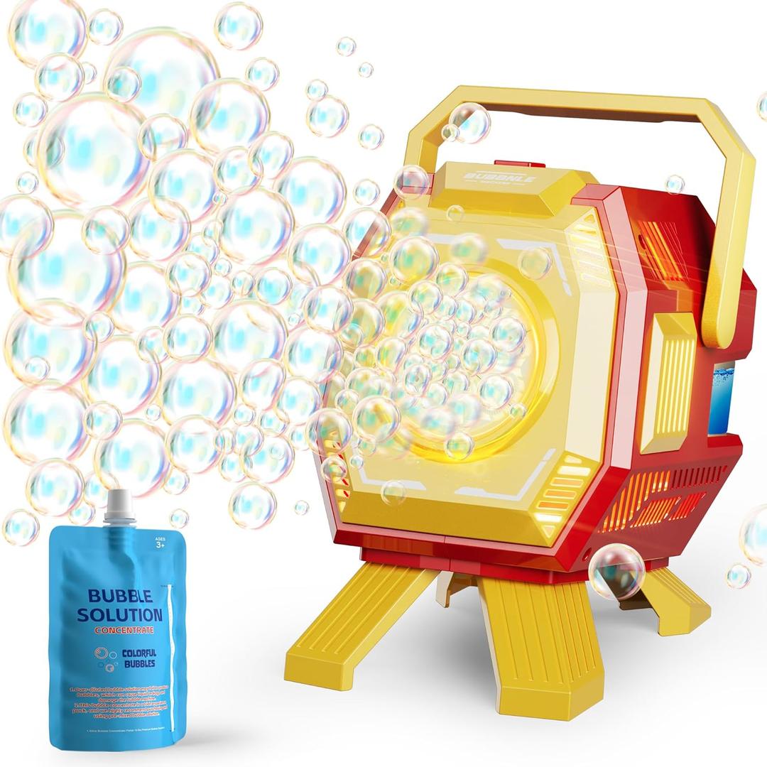 Bubble Machine with Lights, Big Bubbles Bubble Maker Toys for Girl Kids & Toddler, 320ml Large Tank, Battery Operated Bubble Blower for Birthday Parties, Weddings, Indoor & Outdoor Play