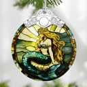 Mermaid Stained Glass Ornament, Christmas Ornaments Christmas Tree Decorations, Holiday Decor, Stocking Stuffer, Gift Idea, Gifts for Mermaid Lover, Fans of Fairy-Tale Theme, Friend, Family