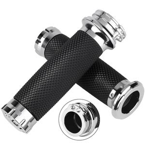 1 Inch/25mm Handlebar Grips Motorcycle Throttle Grip Universal for Harley Davidson Dyna Sportster 883 1200 Road King Electra Glide Softail Touring (Silver)