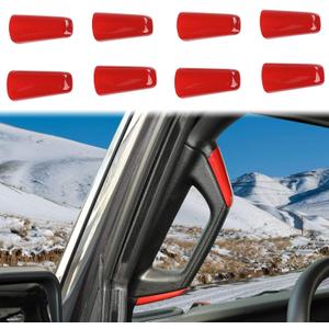 Voodonala for Jeep JL A&B Pillar Grab Handles Trim Cover for 2018-2023+ Jeep Wrangler Accessories JL JLU Gladiator JT 4XE Interior Accessories, ABS Red 8pcs