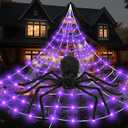 Spider Webs Halloween Decorations Outdoor Lights, 250 LED 16.4ft Halloween Spider Web Lights with 6.5ft Giant Spider,8 Modes, Waterproof Outdoor Decoration Indoor Party Garden Home Costumes