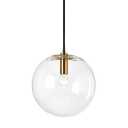 Spherical LED Clear Glass Hanging Light, Creative Single Pendant Light, Ceiling Light Base on E27 Gold Lamp Holder (25CM)