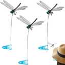 2 x 3pcs Dragonfly Clips, Artificial 3D Simulation Dragonflies Hat Clip, Fly Scare Devices Garden Decor for Outdoor Yard Courtyard Patio Flower Beds