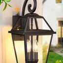 18" Large Dusk to Dawn Outdoor Wall Light Fixture, Anti-Rust Aluminum Exterior Porch Light with Photocell Sensor, Modern Farmhouse Black Outdoor Sconce Light for House Garage Coach, 1-Pack