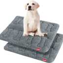 Dog Bed Crate Mat(30" X 19") 2 Pack, Soft Plush Dog Bed Pad Machine Washable Crate Pad, Grey
