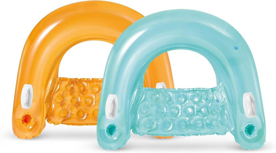 INTEX 58859EP Sit 'N Float Inflatable Pool Float: Pool Lounge with Built-in Cup Holders Heavy-Duty Handles 220lb Weight Capacity 58" x 39" 