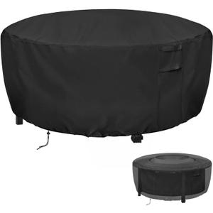 TheElves Fire Pit Cover, Waterproof Round Covers for Outdoor Firepit & Propane Fire Pit Table & Fire Bowl & Fire Ring & Patio Table - 60x23 Inch (Black)