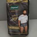 Depend Real Fit Adult Diapers, Incontinence Underwear for Men, Disposable, Maximum Absorbency, Large/Extra Large, Grey, 20 Count, Packaging May Vary (Gray)