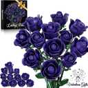 Purple Rose Bouquet Building Set for Girls & Boys - 12 Pack Botanical Collection Gift for Easter Basket Artificial Flowers Botanical Collection Centerpiece Retro Decor